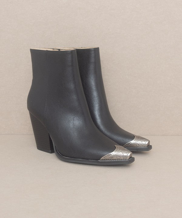 Bootie with Etched Metal Toe