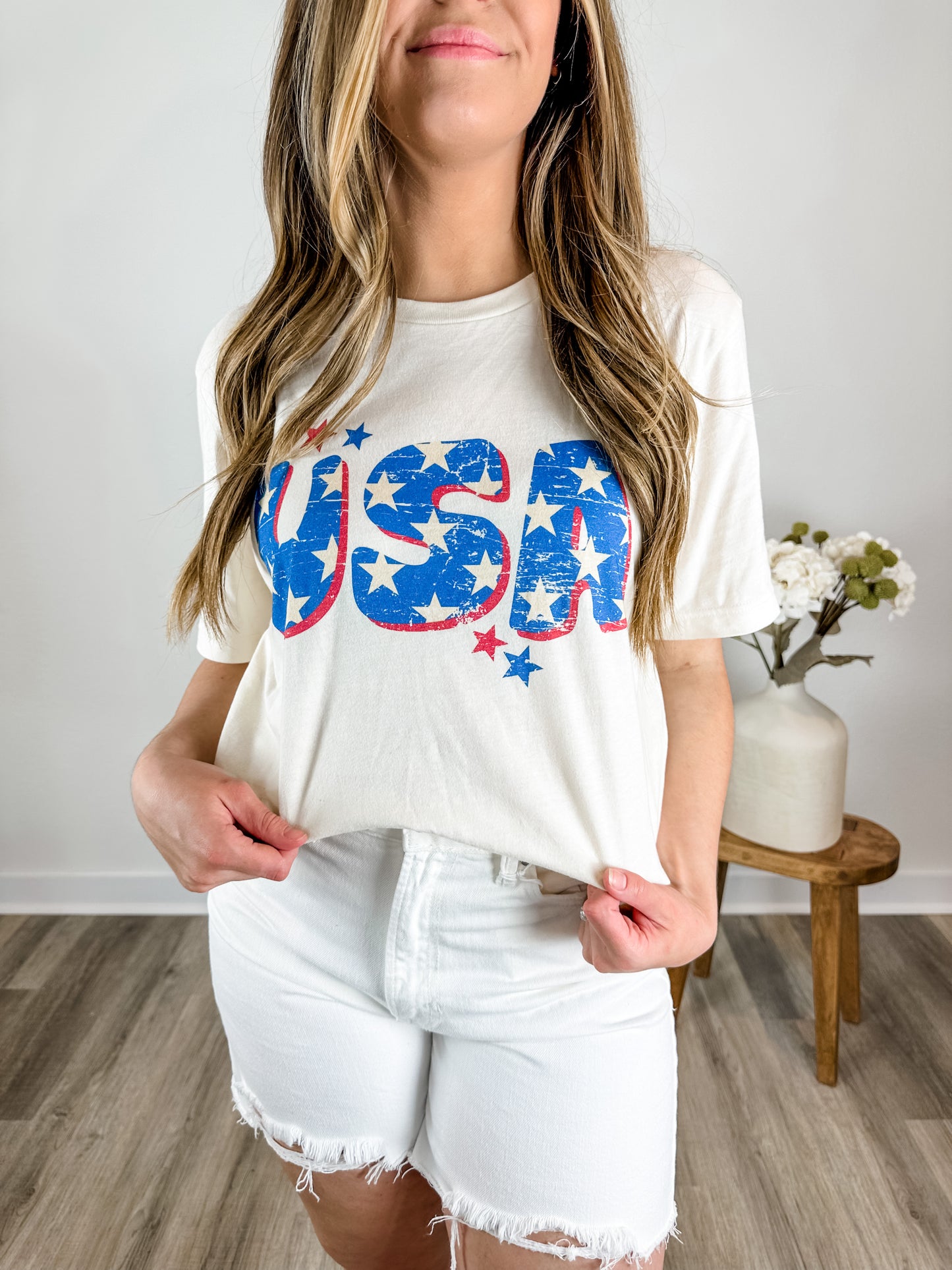 USA Graphic Tee in Ivory