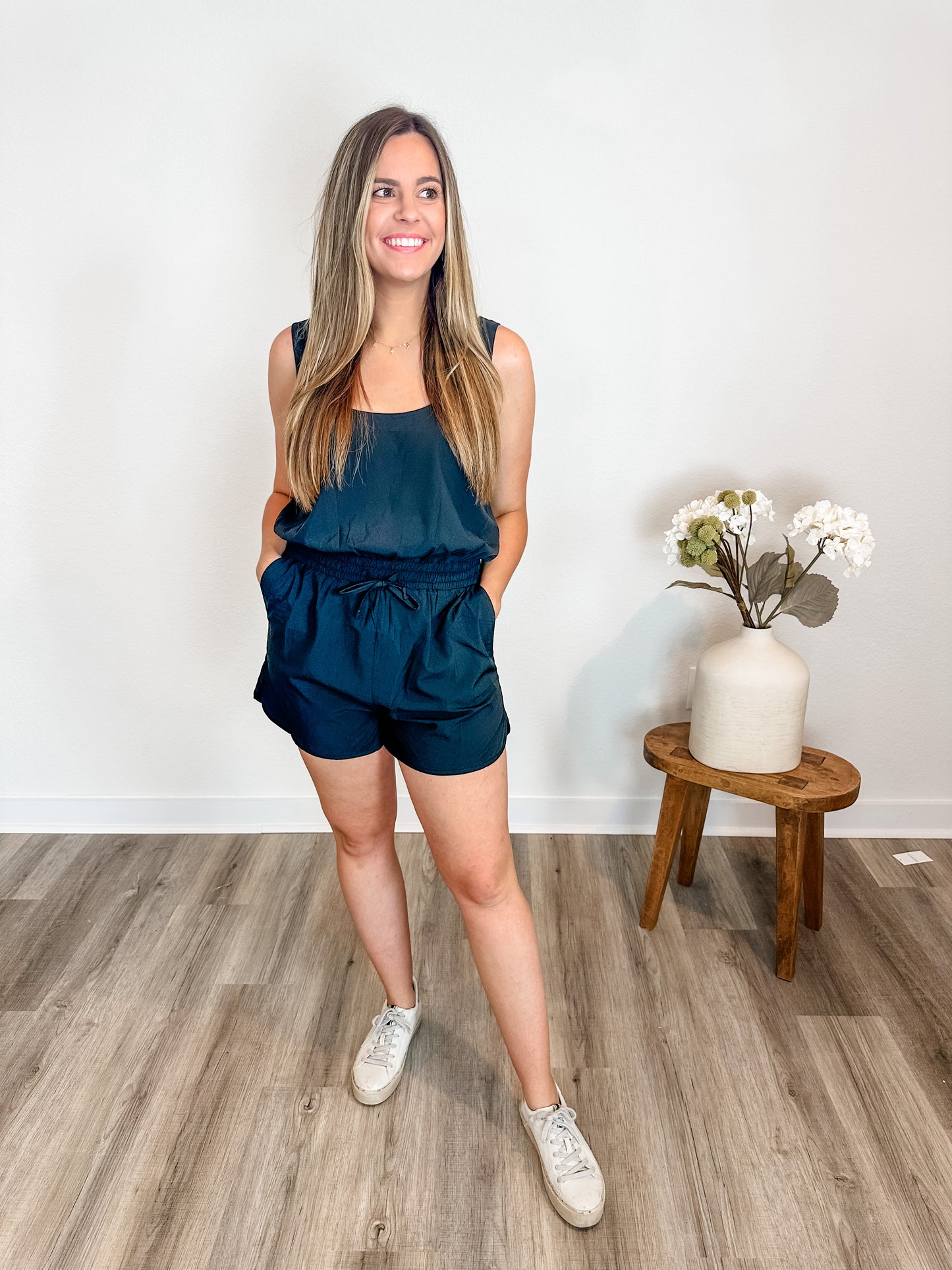 Athletic Romper with Drawstring