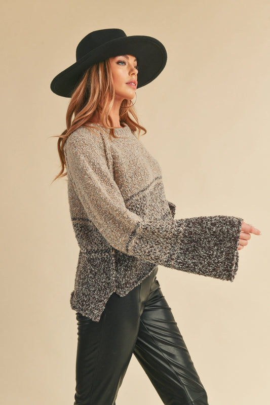 Ombre Sweater in Oat/Brown