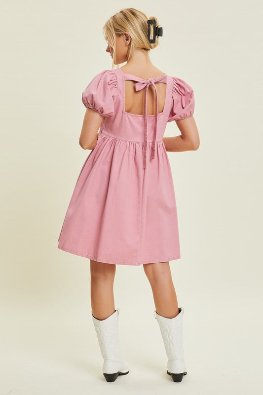 Cotton Babydoll Dress in Pink