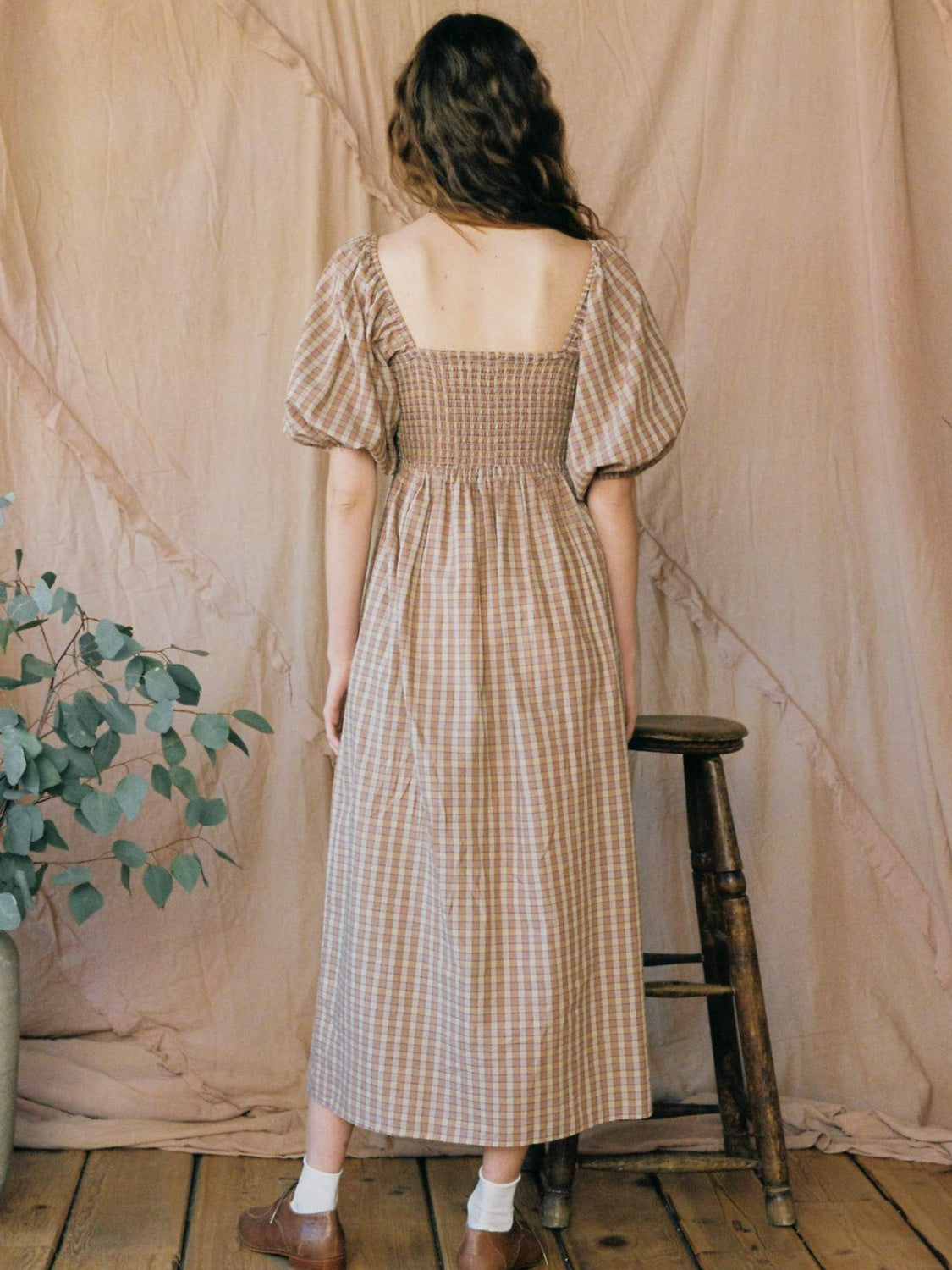 Smocked Printed Half Sleeve Dress