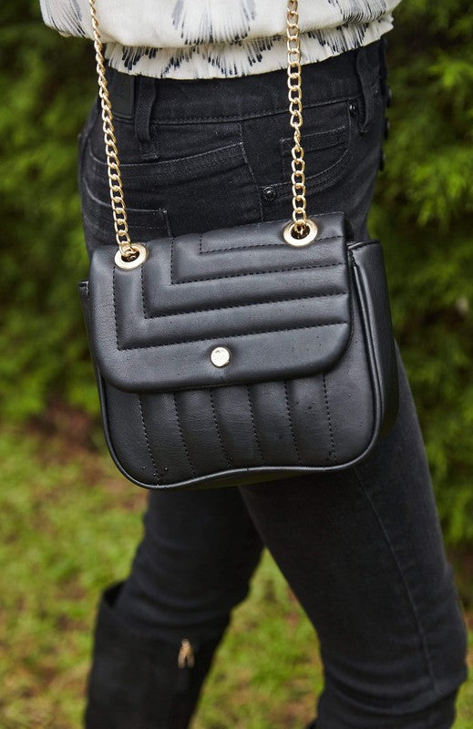 Vegan Leather Quilted Flap Bag