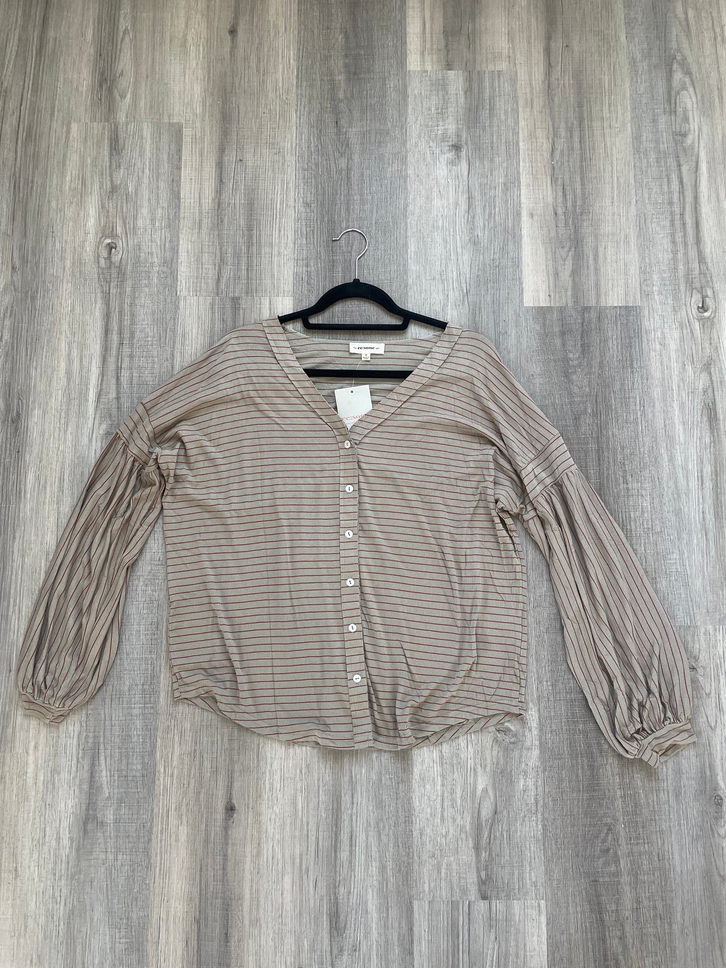 Everyday Striped Button Down Top in Olive