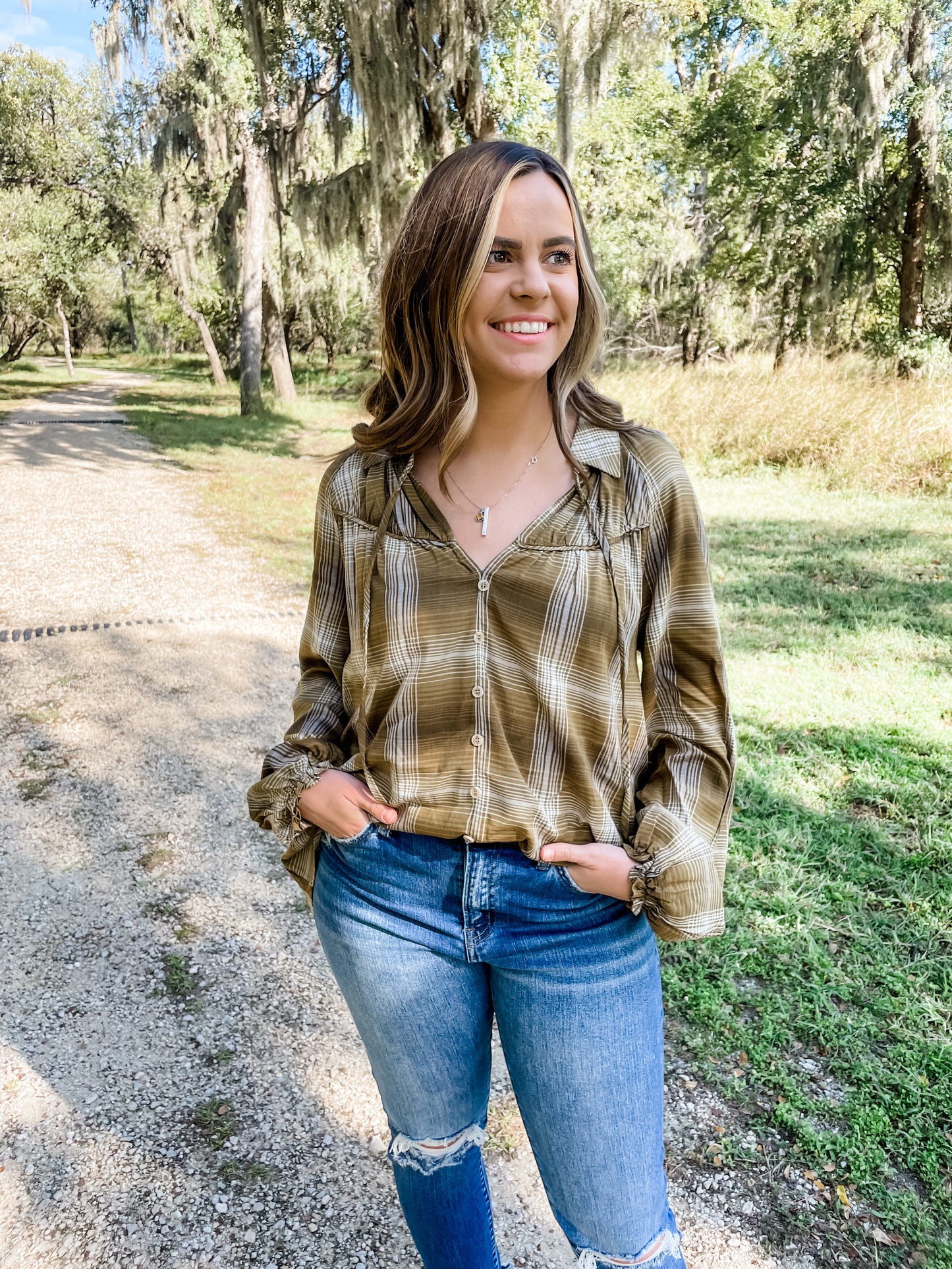 Olive Green Peasant Blouse